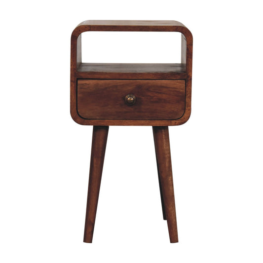 Small Honey Caramel Curved Bedside Table