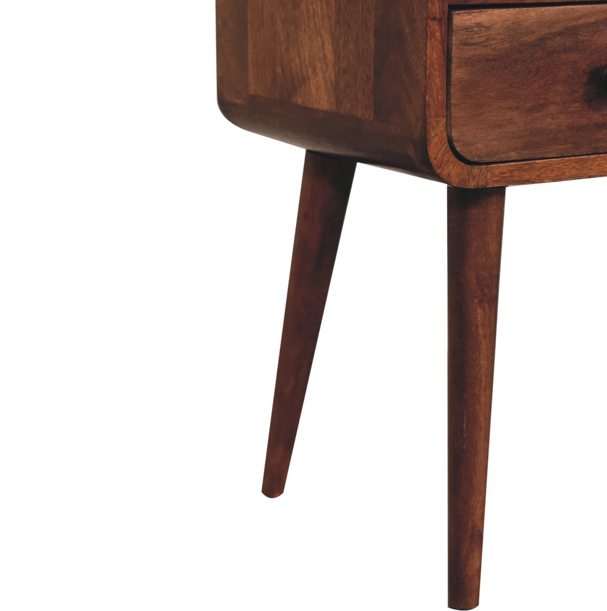 Small Honey Caramel Curved Bedside Table