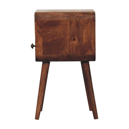 Small Honey Caramel Curved Bedside Table