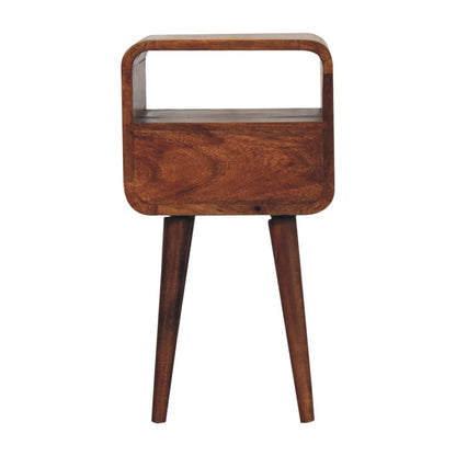 Small Honey Caramel Curved Bedside Table