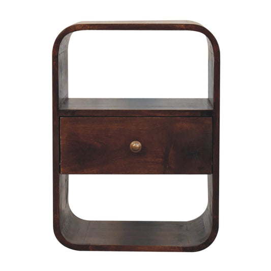 Oslo Walnut Curved 1-Drawer Nightstand