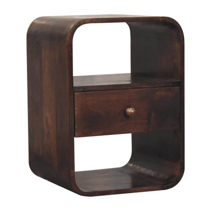 Oslo Walnut Curved 1-Drawer Nightstand