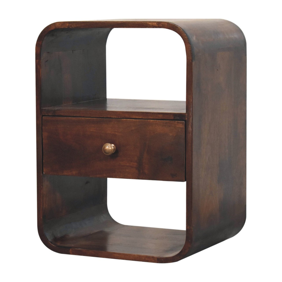 Oslo Walnut Curved 1-Drawer Nightstand