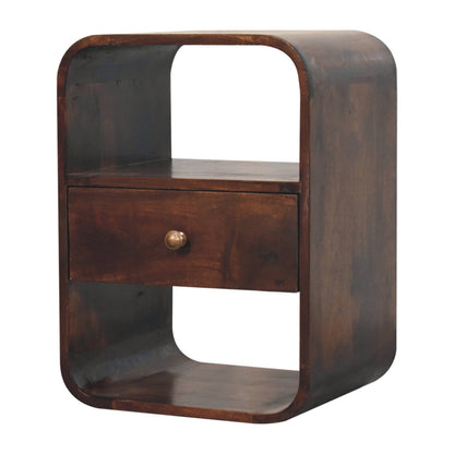 Oslo Walnut Curved 1-Drawer Nightstand
