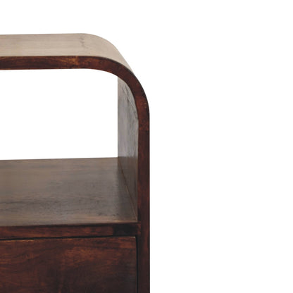 Oslo Walnut Curved 1-Drawer Nightstand