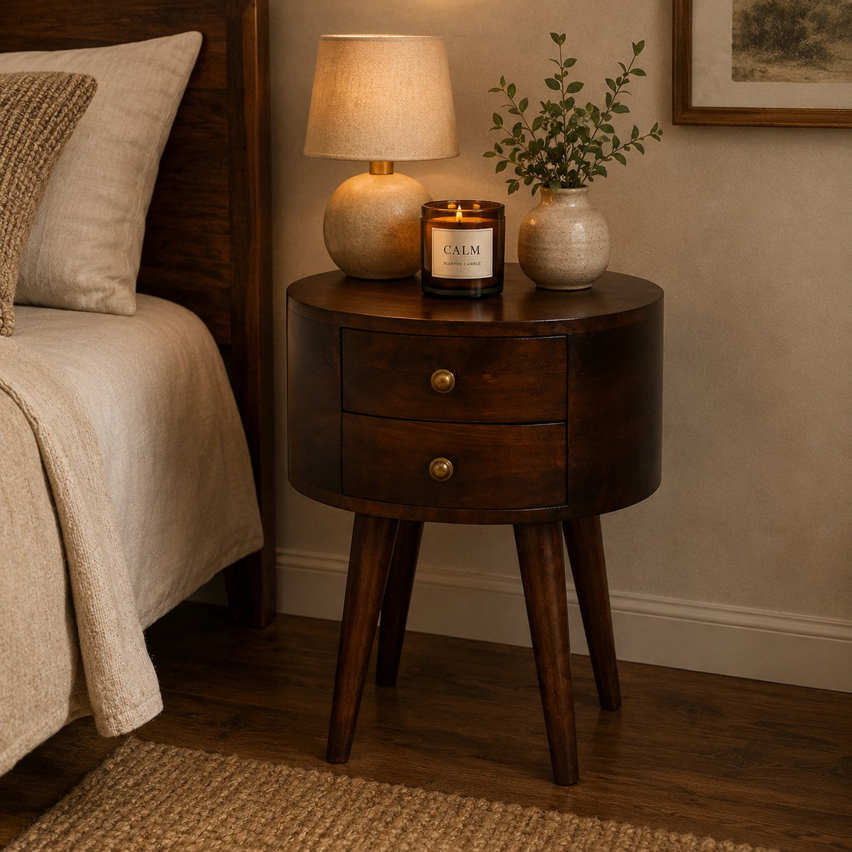 Montecito Walnut Curved Nightstand