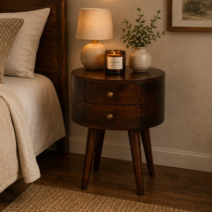 Montecito Walnut Curved Nightstand