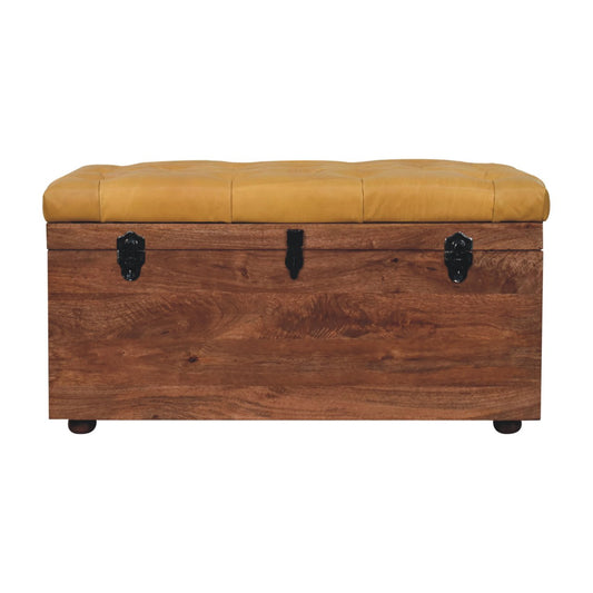 Sutton Buffalo Leather Honey Caramel Storage Trunk