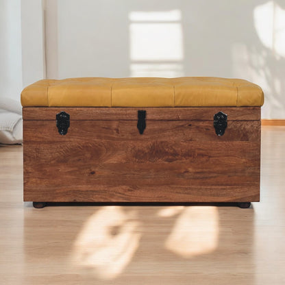 Sutton Buffalo Leather Honey Caramel Storage Trunk