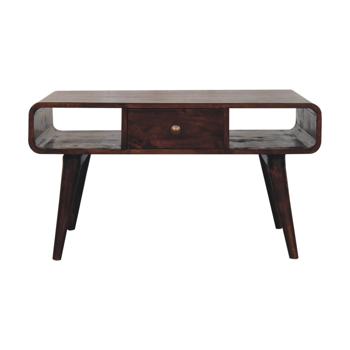 Nashville Curved Walnut 2-Drawer Coffee Table