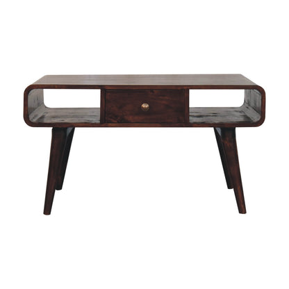 Nashville Curved Walnut 2-Drawer Coffee Table
