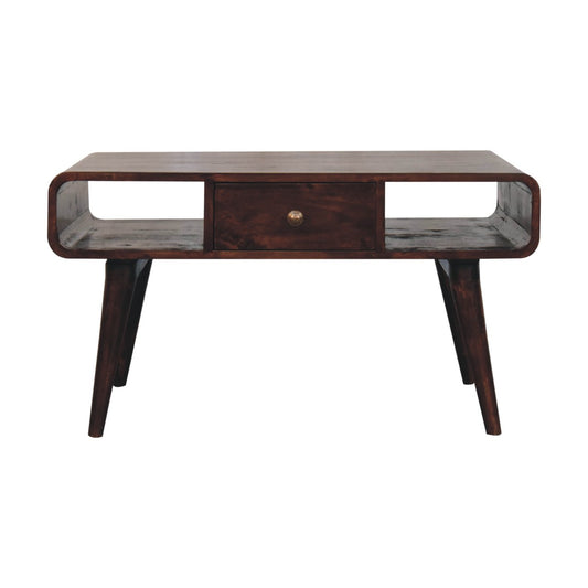Nashville Curved Walnut 2-Drawer Coffee Table