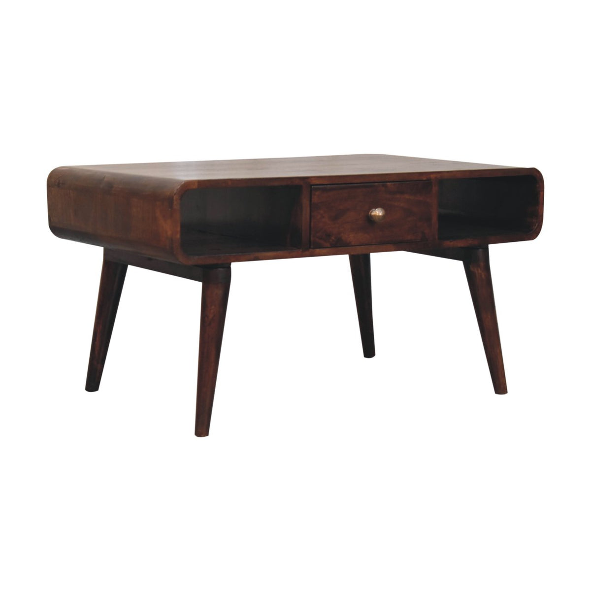 Nashville Curved Walnut 2-Drawer Coffee Table