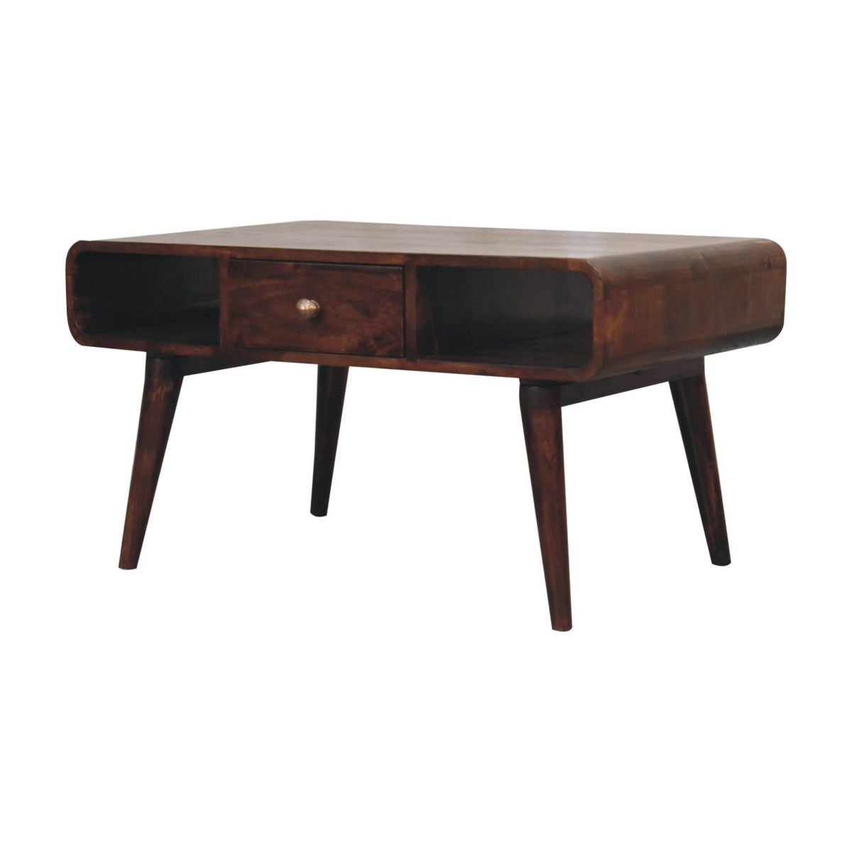 Nashville Curved Walnut 2-Drawer Coffee Table