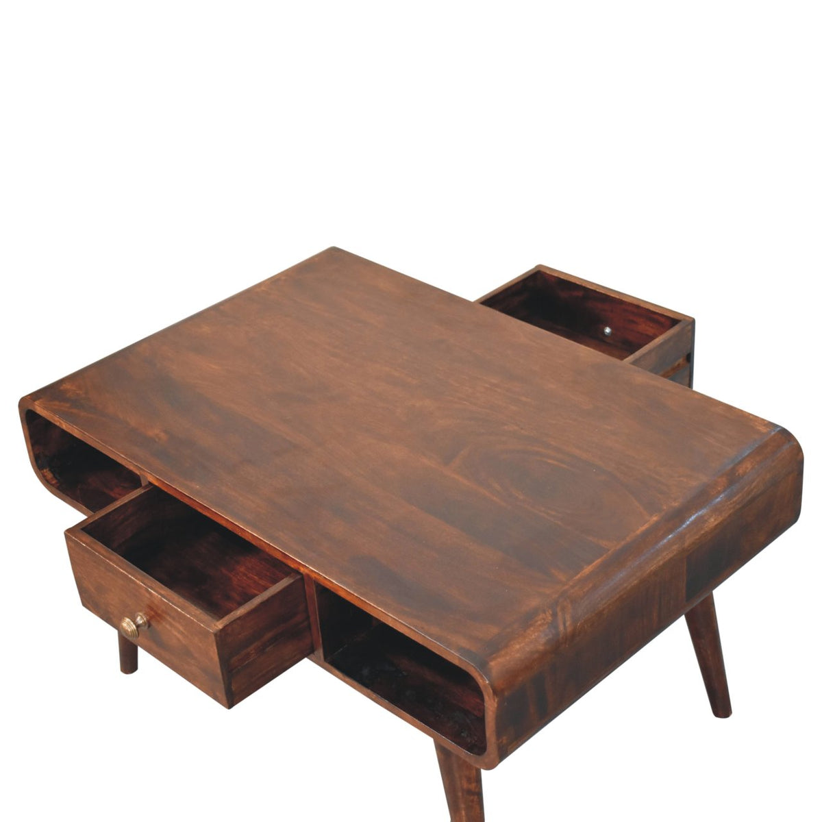 Nashville Curved Walnut 2-Drawer Coffee Table
