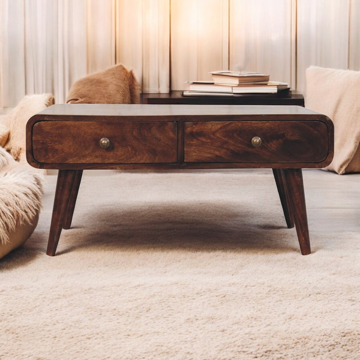 Nashville Walnut Curved Coffee Table