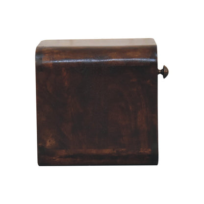 Small Walnut Wood Curved Floating Nightstand