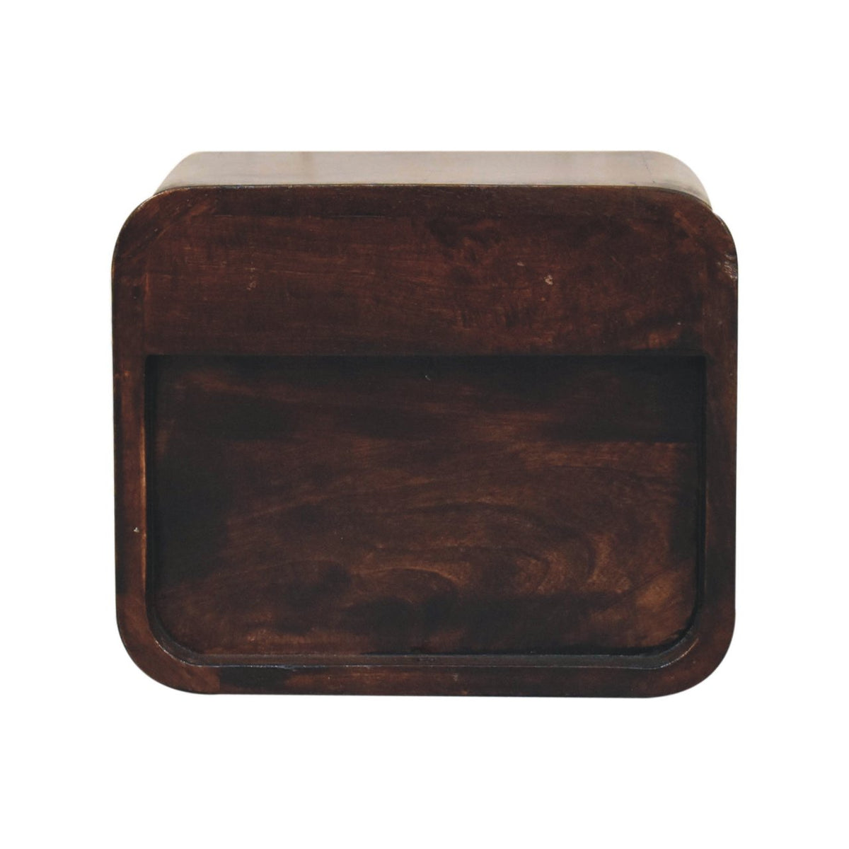 Small Walnut Wood Curved Floating Nightstand