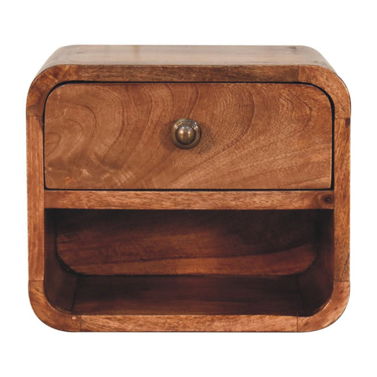 Small Honey Caramel Floating Wall Nightstand