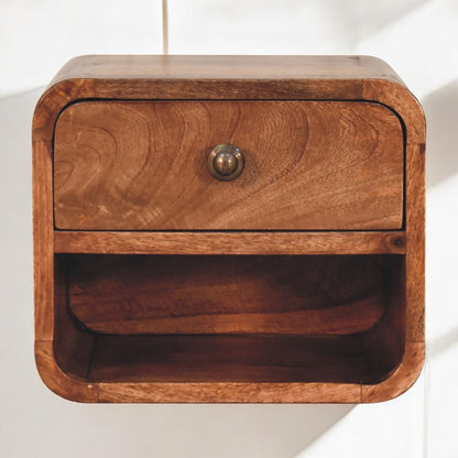 Small Honey Caramel Floating Wall Nightstand