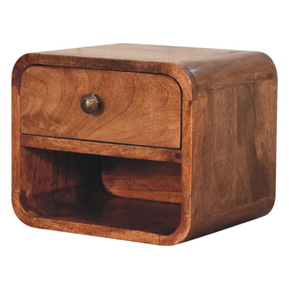 Small Honey Caramel Floating Wall Nightstand