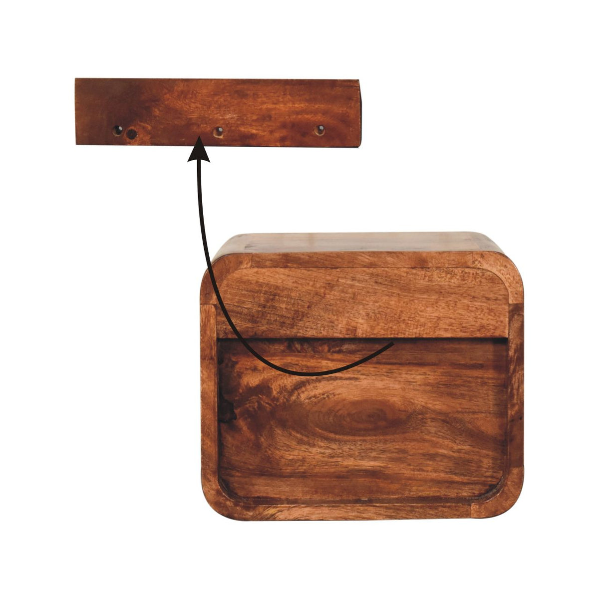 Small Honey Caramel Floating Wall Nightstand