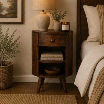 Camden Walnut Bedside Table with Shelves