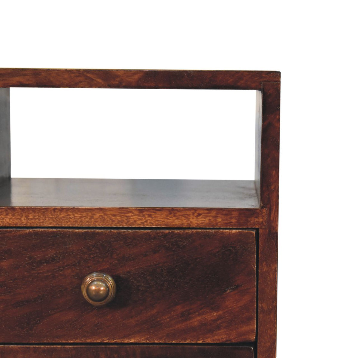 Small Walnut Wood Mid Century 2 Drawer Nightstand