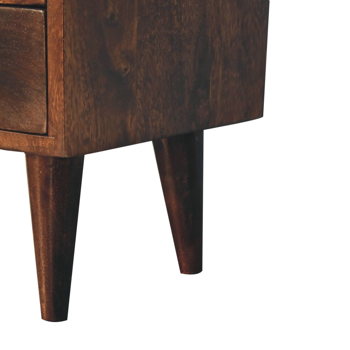 Small Walnut Wood Mid Century 2 Drawer Nightstand