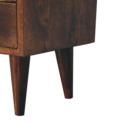 Small Walnut Wood Mid Century 2 Drawer Nightstand