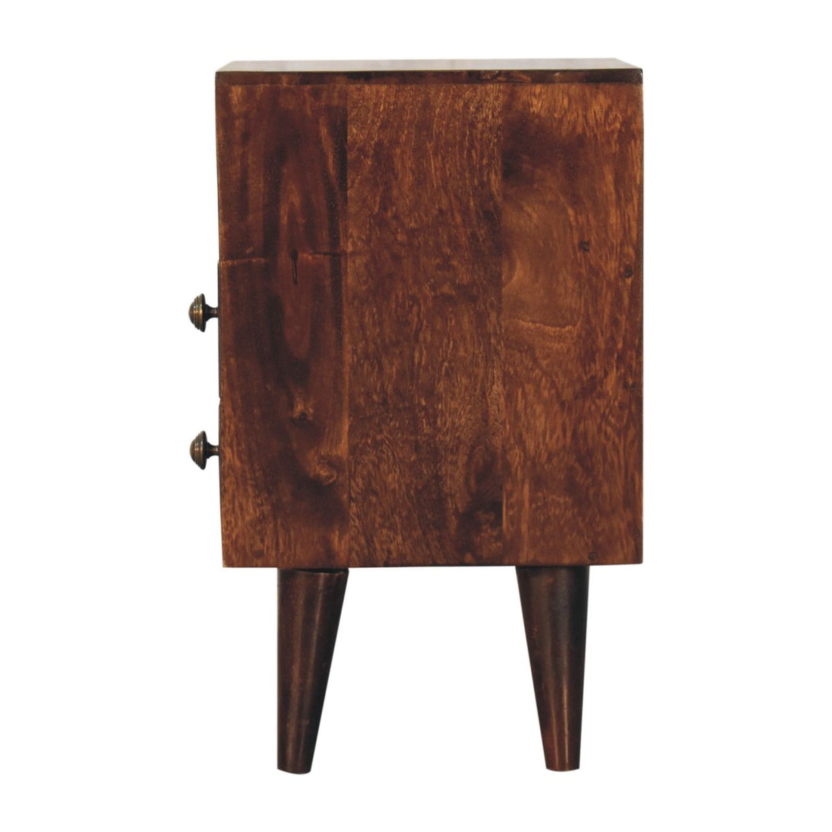 Small Walnut Wood Mid Century 2 Drawer Nightstand