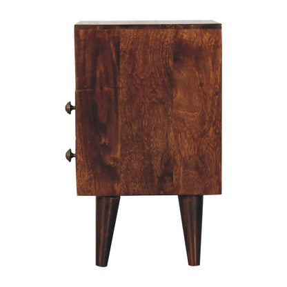Small Walnut Wood Mid Century 2 Drawer Nightstand
