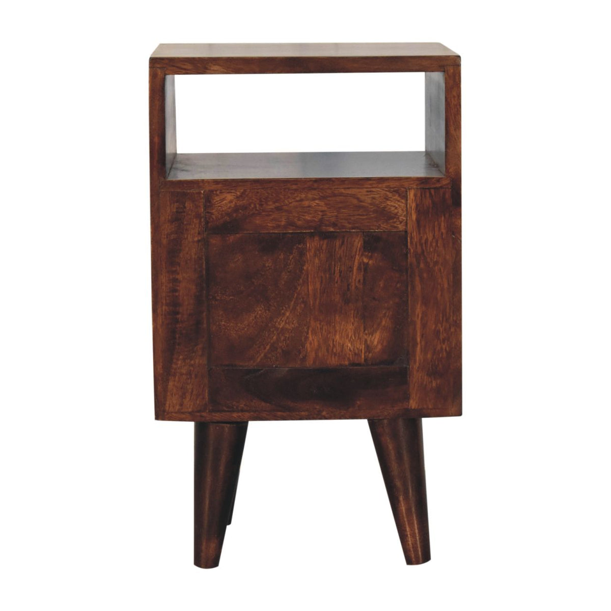 Small Walnut Wood Mid Century 2 Drawer Nightstand