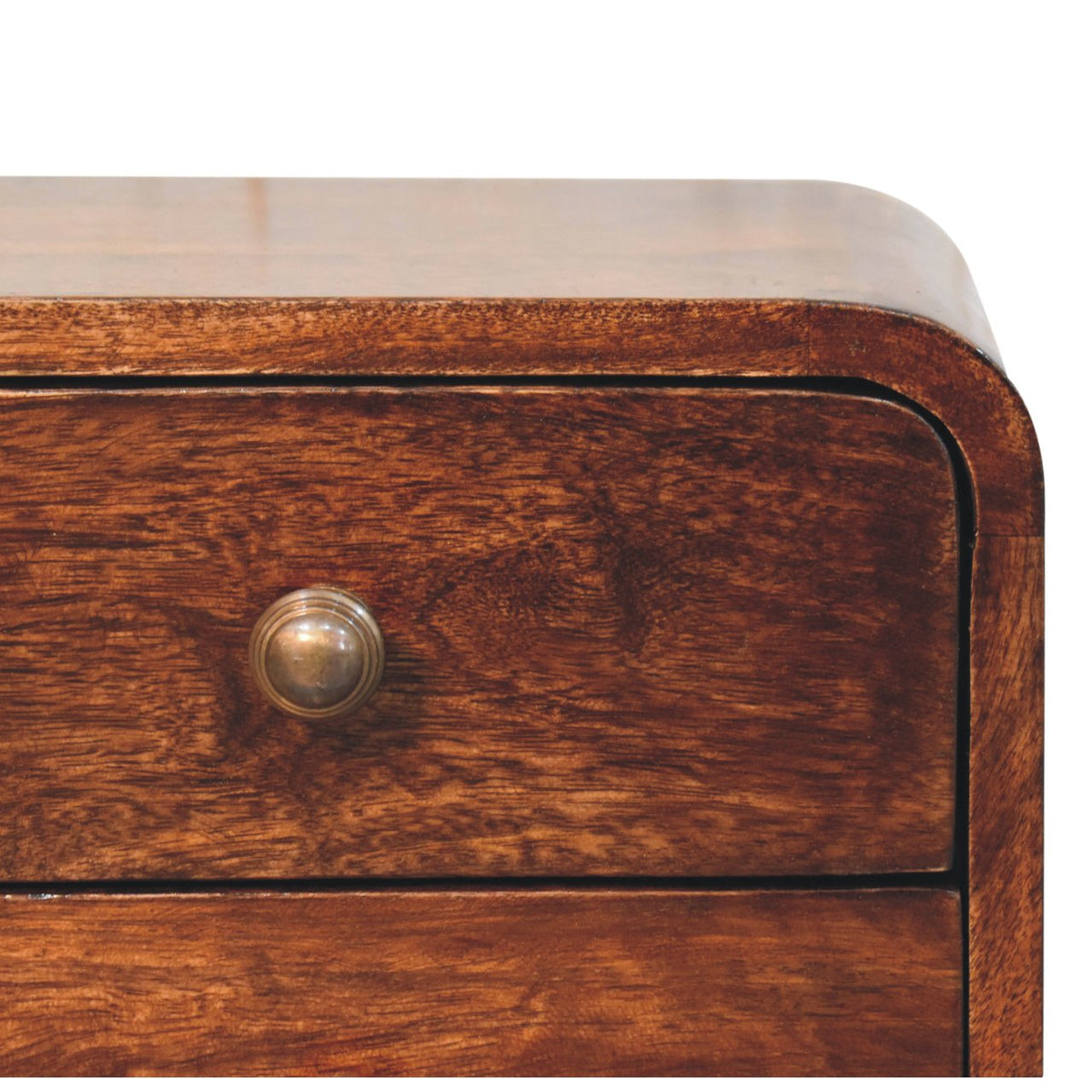 Small Walnut Curved 2 Drawer Wall Nightstand