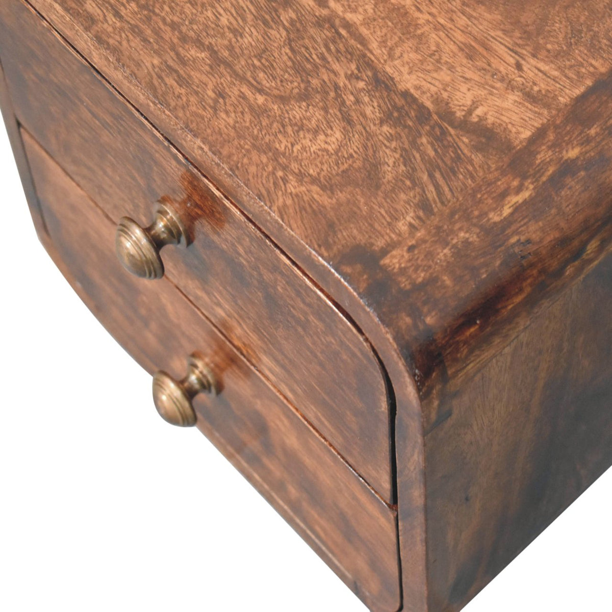 Small Walnut Curved 2 Drawer Wall Nightstand