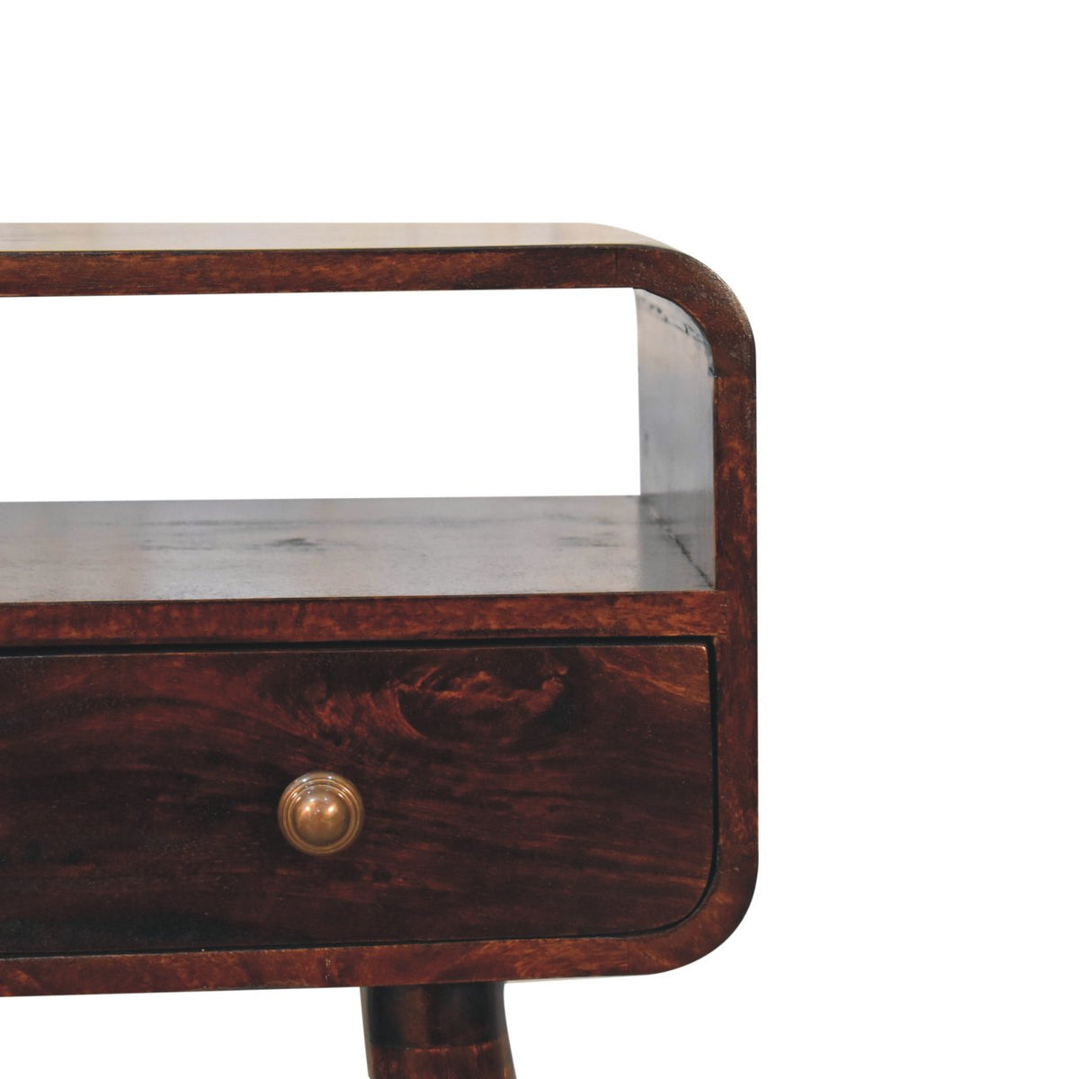 Small Walnut Curved 2 Drawer Console Table