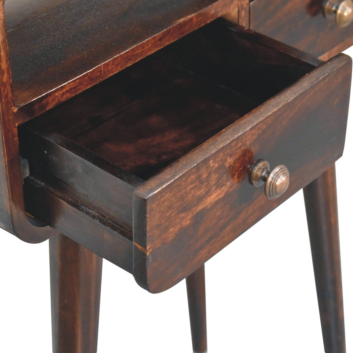 Small Walnut Curved 2 Drawer Console Table