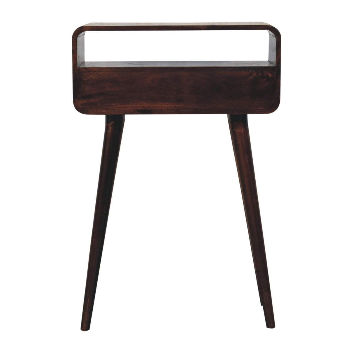 Small Walnut Curved 2 Drawer Console Table