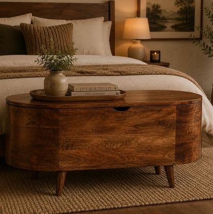 Carmel Rounded Solid Wood Blanket Box