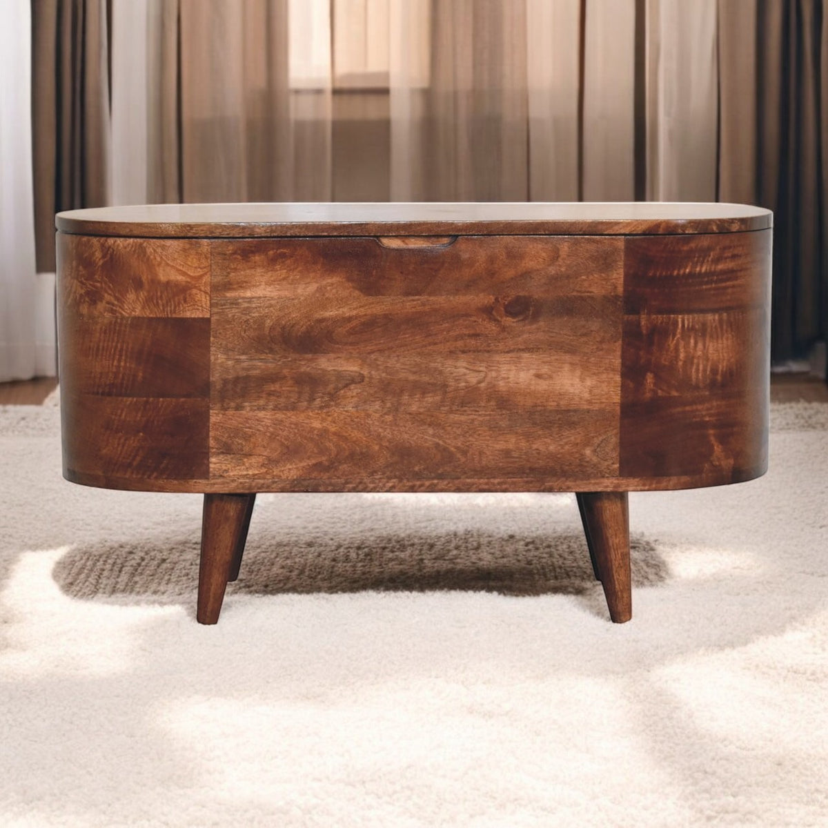 Carmel Rounded Solid Wood Blanket Box