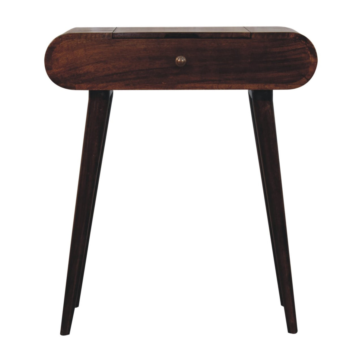 Small Walnut Flip Top Mirror Vanity Desk