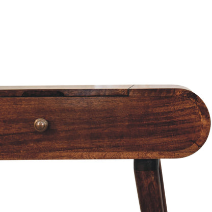 Small Walnut Flip Top Mirror Vanity Desk