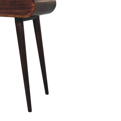 Small Walnut Flip Top Mirror Vanity Desk