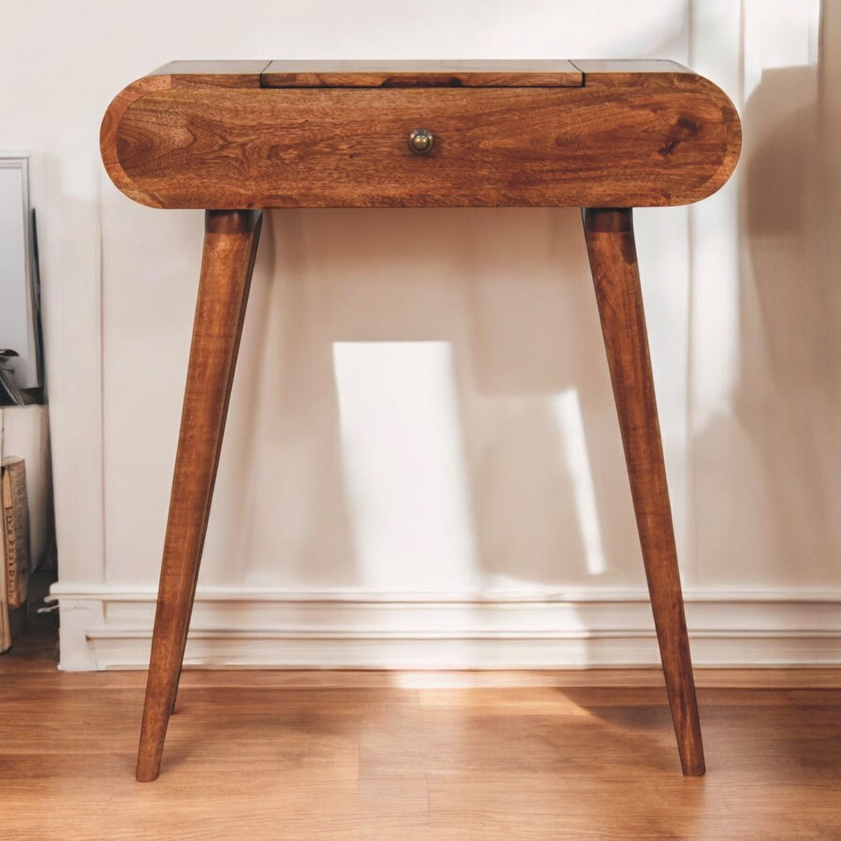 Small Honey Caramel Fold Top Dressing Vanity