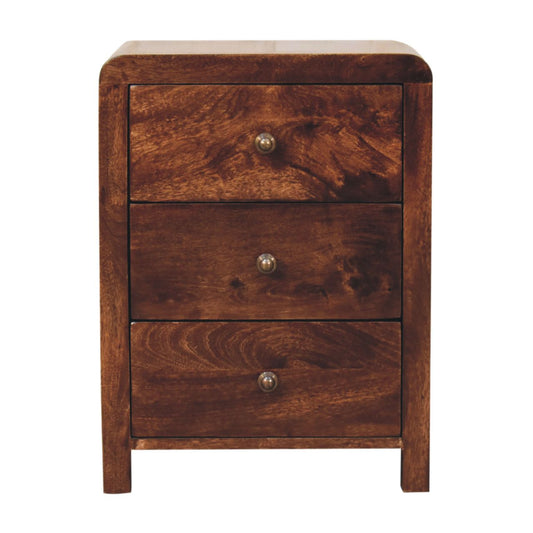 Montecito Walnut 3 Drawer Nightstand