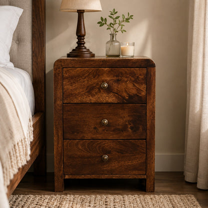 Montecito Walnut 3 Drawer Nightstand