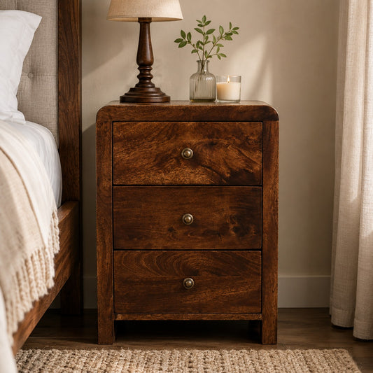Montecito Walnut 3 Drawer Nightstand