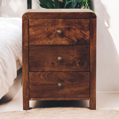 Montecito Walnut 3 Drawer Nightstand
