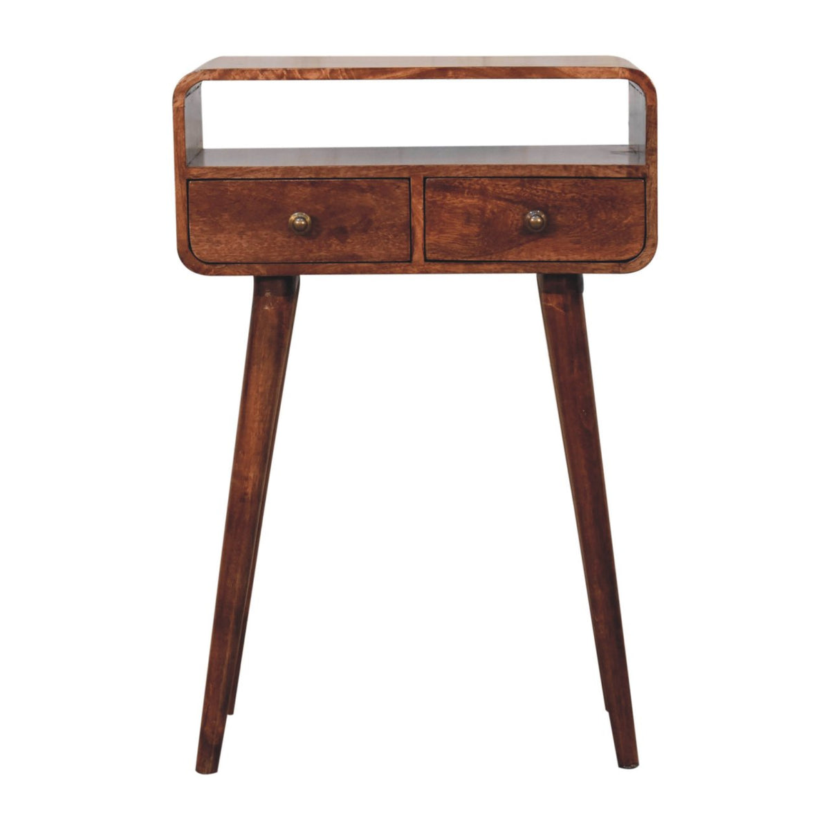 Small Honey Caramel Curved 2 Drawer Console