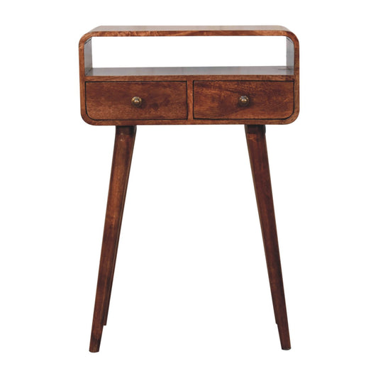 Small Honey Caramel Curved 2 Drawer Console
